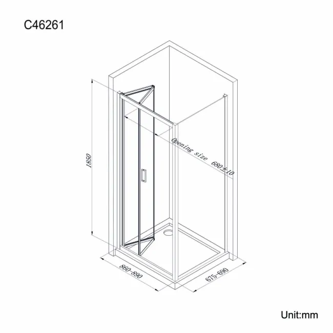 London 6mm Bifold Shower Enclosure 900x700mm