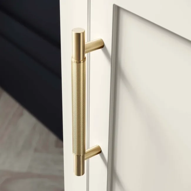 Bermuda Chalk White Floor Standing Tall Cabinet 1500x350mm - Brass Knurled Handles