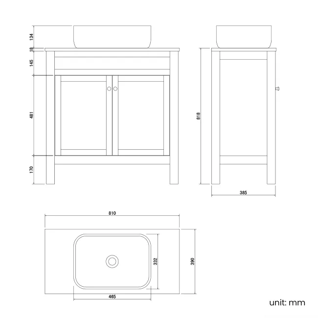Bermuda Dove Grey Vanity With Curved Counter Top Basin 800mm