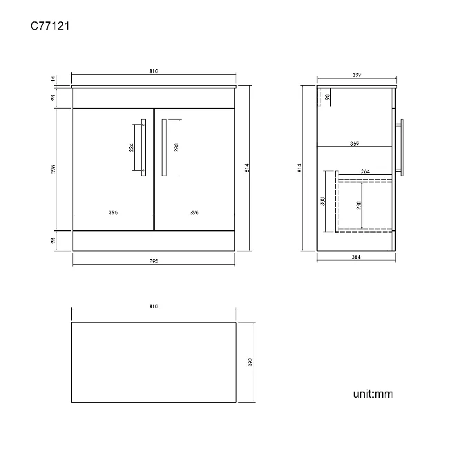 Avon Gloss White Cabinet with Marble Top 800mm - Excludes Counter Top Basin