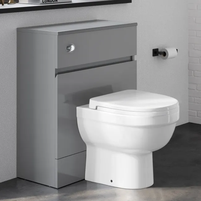 Foster Stone Grey Back To Wall Unit and Seattle Toilet