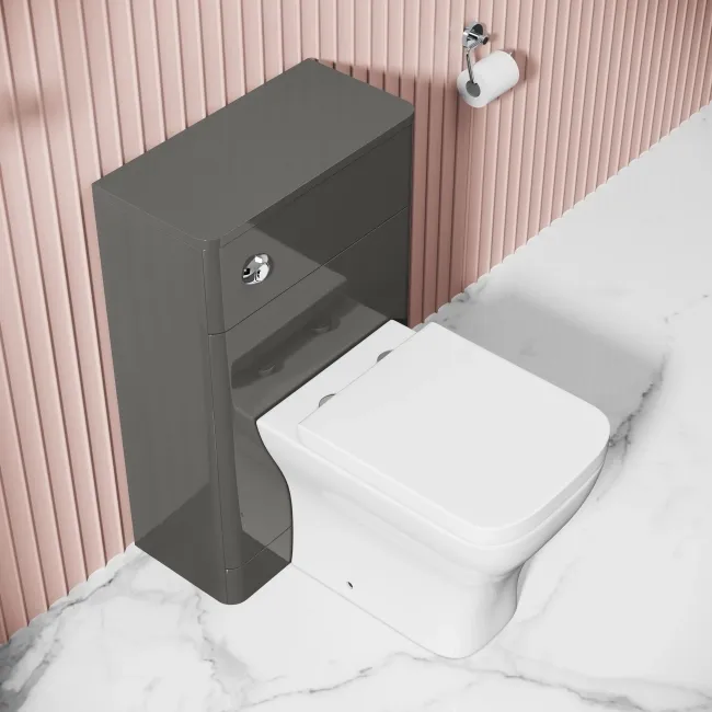 Bali Curved Tungsten Grey Slimline Back To Wall Unit and Atlanta Toilet