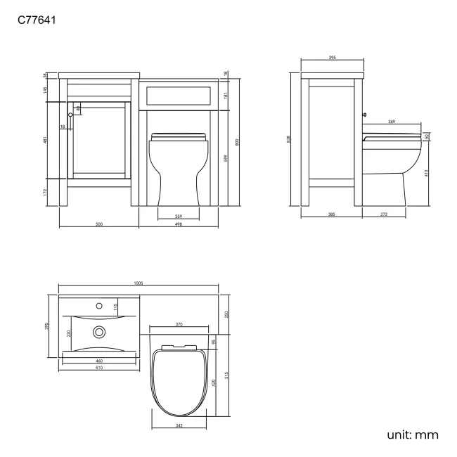 Bermuda Chalk White Combination Vanity Basin and Seattle Toilet 1000mm