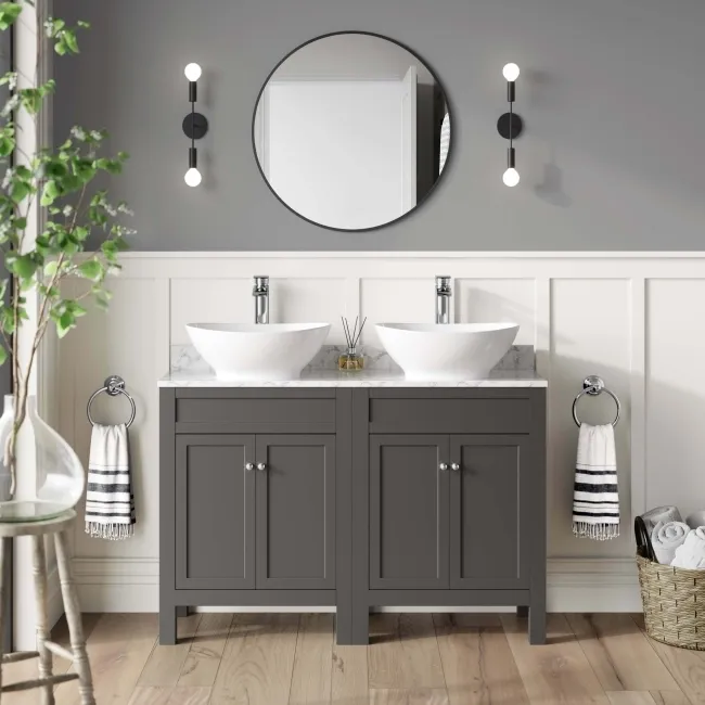 Bermuda Graphite Grey Vanity with Marble Top & Oval Counter Top Basin 1200mm