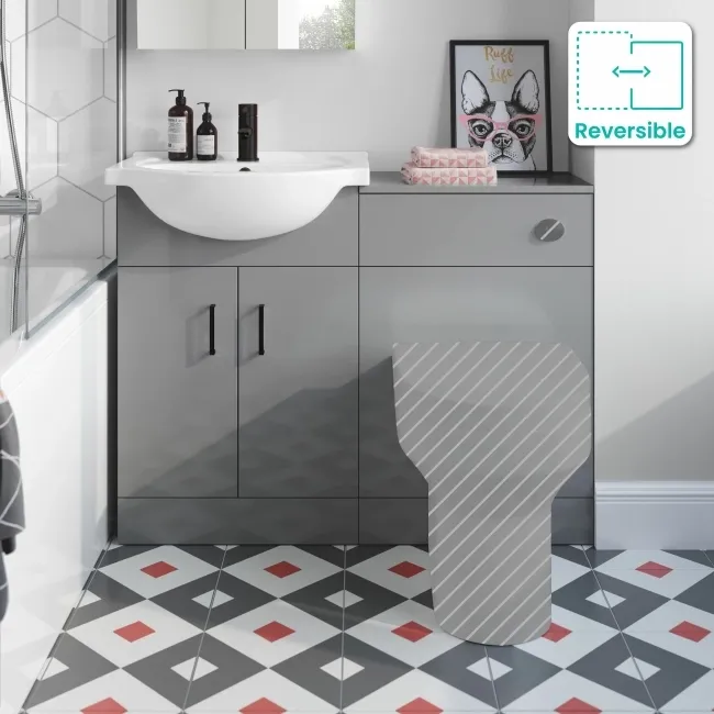 Quartz Stone Grey Basin Vanity and Back To Wall Toilet Unit 1050mm - Black Accents