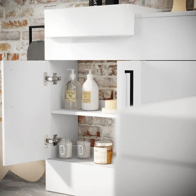 Harper Gloss White Combination Vanity Basin & Atlanta Toilet 1000mm - Black Accents