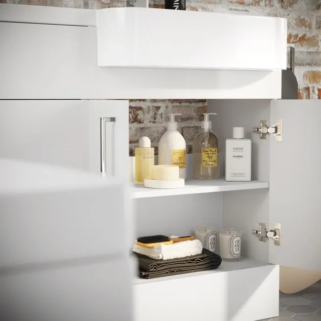 Harper Gloss White Combination Vanity Basin and Boston Toilet 1200mm - Right Handed