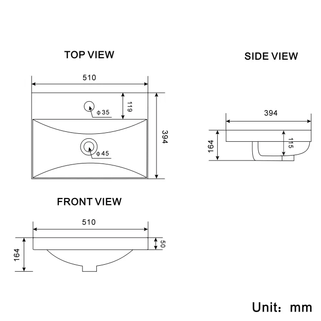 Elba Graphite Grey Wall Hung Basin Drawer Vanity 500mm - Brushed Brass Accents