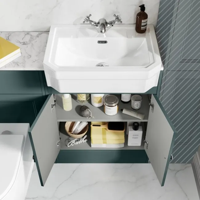 Monaco Midnight Green Combination Vanity Traditional Basin with Marble Top & Boston Toilet 1200mm