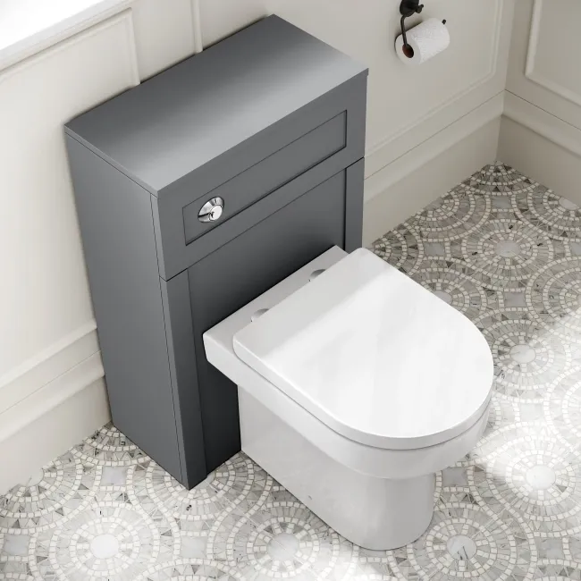 Milos Fog Grey Combination Vanity Basin and Denver Toilet 1000mm - Chrome Handles