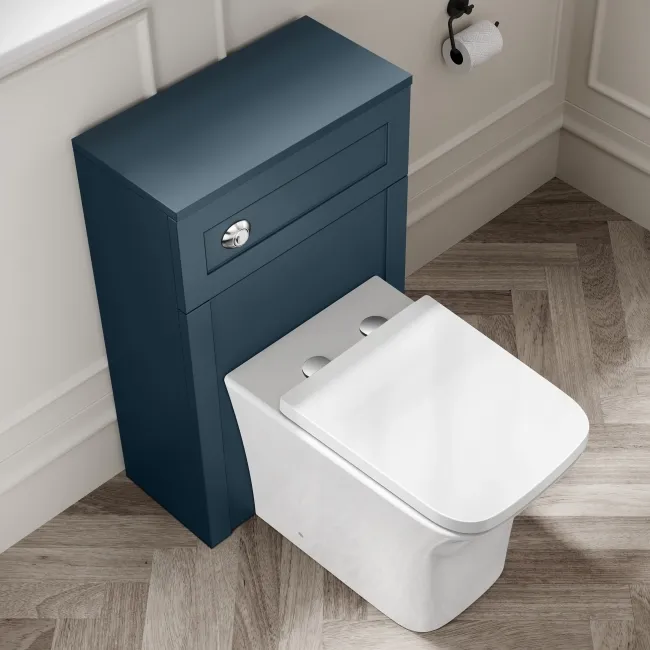 Milos Navy Blue Combination Vanity Basin and Houston Toilet 1000mm - Chrome Handles