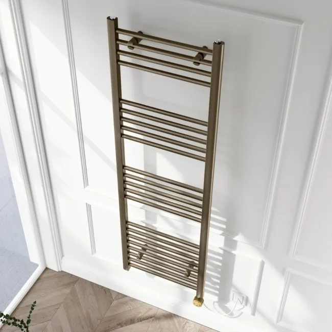 Barcelona Electric Antique Gold Straight Heated Towel Rail 1600x500mm
