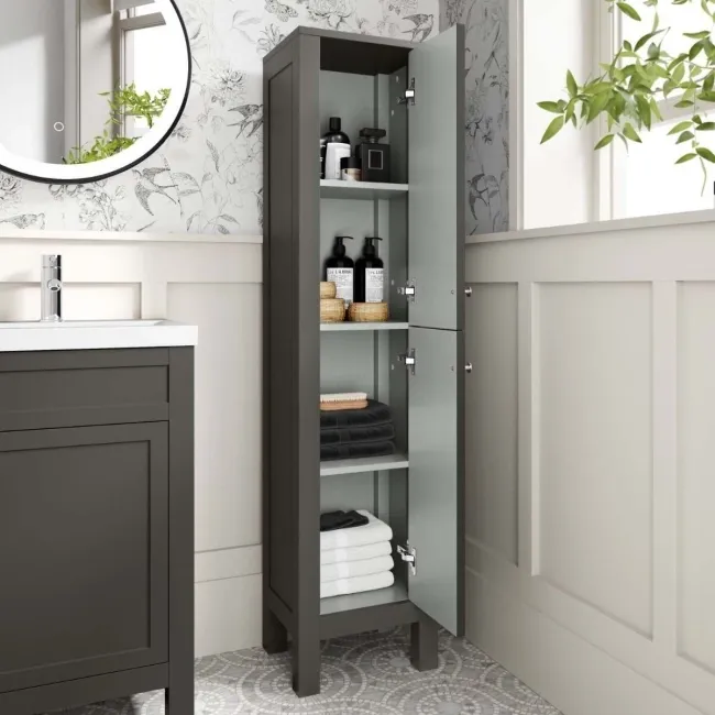 Bermuda Graphite Grey Floor Standing Tall Cabinet 1500x350mm