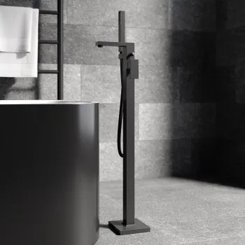 Lea Matt Black Freestanding Bath Shower Mixer Tap