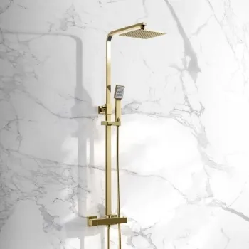 Galway Premium Brushed Brass Square Thermostatic Shower Set