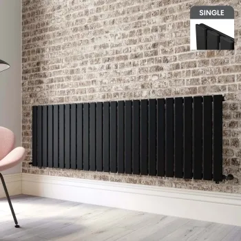 Faro Matt Black Single Flat Panel Horizontal Radiator 600x1820mm