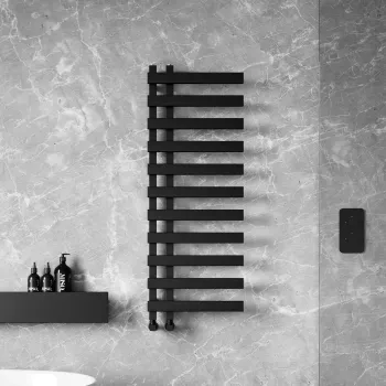 Palermo Matt Black Designer Heated Towel Rail 1200x450mm