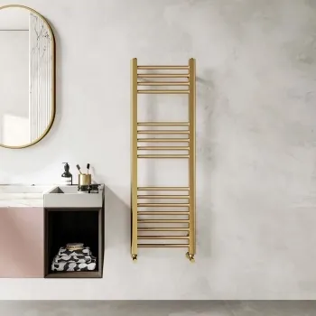 Barcelona Brushed Brass Straight Heated Towel Rail 1200x400mm