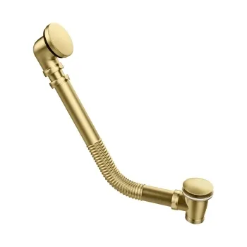 Brushed Brass Flexible Exposed Click Clack Bath Waste with Overflow