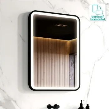 Olivia Black Framed Illuminated LED Mirror 700x500mm