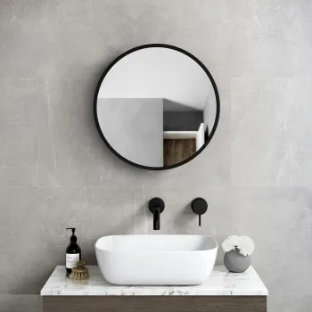 Mollie Black Framed Round Mirror Cabinet 500mm