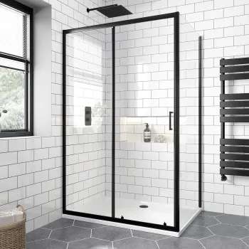 London Matt Black 6mm Sliding Shower Enclosure 1200x800mm