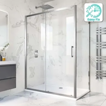 Hamburg Easy Clean 8mm Sliding Shower Enclosure 1400x900mm - Easy Fix Feature