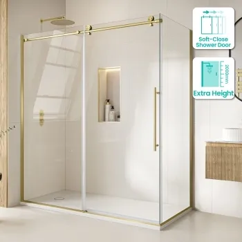 Prague Brushed Brass 8mm Sliding Shower Enclosure 1800x700mm