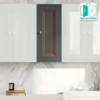 Graphite Grey Wall Hung Cabinet 700x300mm - Brushed Brass Accents