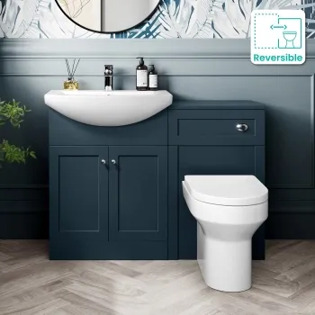 Capri Navy Blue Combination Vanity Basin and Denver Toilet 1150mm - Chrome Handles