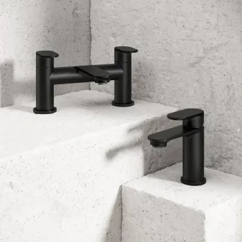 Anker Matt Black Basin & Bath Mixer Tap Set
