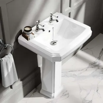 Hudson Traditional Pedestal Basin Double Tap Hole 570mm