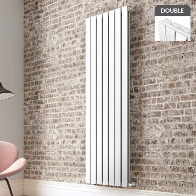 Faro White Double Flat Panel Vertical Radiator 1800x490mm