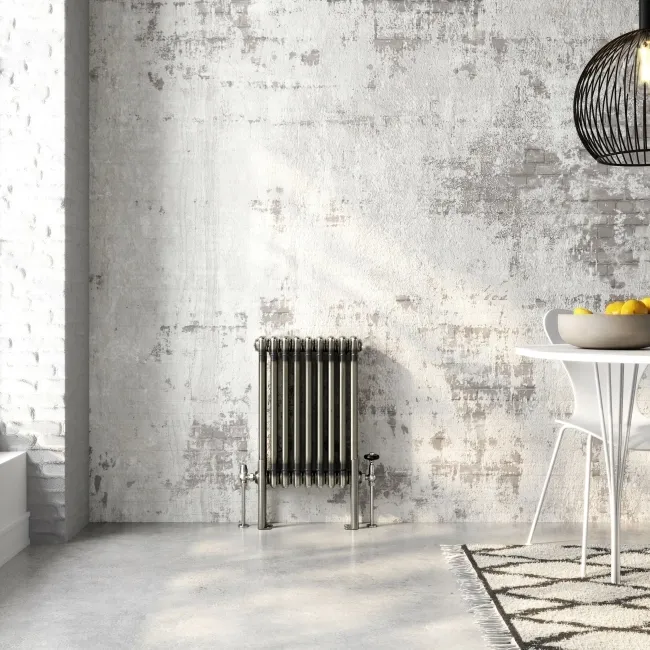 Athens Raw Metal Double Column Horizontal Traditional Radiator 600x425mm