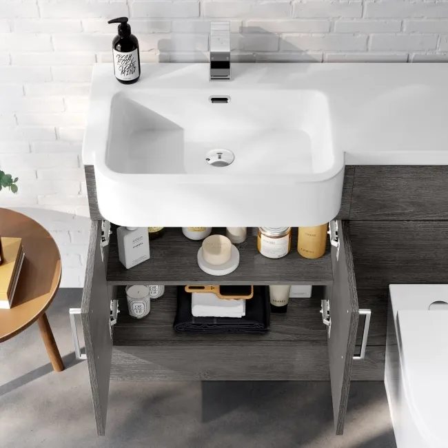 Harper Charcoal Elm Combination Vanity Basin and Boston Toilet 1200mm - Left Handed