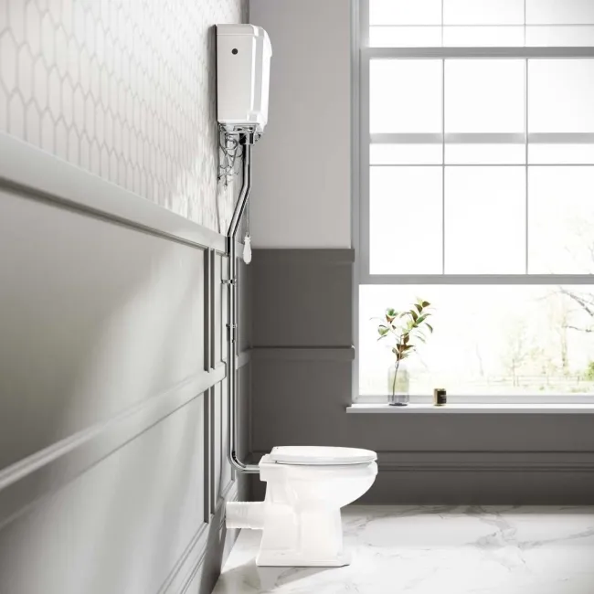 Hudson Traditional Toilet With High-level Cistern And Soft Close Seat