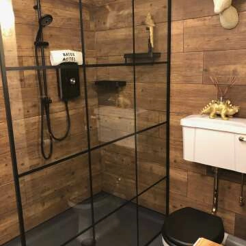 Munich Matt Black Grid Easy Clean 8mm Wet Room Shower Glass Panel 1400mm