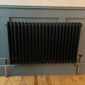 Athens Matt Black Double Column Horizontal Traditional Radiator 600x1010mm