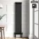 Athens Matt Black Double Column Vertical Traditional Radiator 1800x380mm