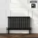 Athens Matt Black Double Column Horizontal Traditional Radiator 600x1010mm