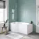 P Shaped 1500 Shower Bath with Front Panel & 4mm Screen with Rail - Left Handed
