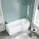 P Shaped 1700 Shower Bath with Front Panel & 4mm Screen with Rail - Right Handed