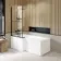 L Shaped 1700 Shower Bath with Front Panel & 6mm Easy Clean Screen with Rail - Left Handed