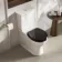 Alma Traditional Rimless Close Coupled Toilet With Gloss Black Wooden Soft Close Seat - Brushed Brass Hinges