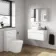 Trent Gloss White Wall Hung Drawer Vanity with Marble Top & Curved Counter Top Basin 800mm