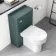 Corsica Curved Midnight Green Slimline Back To Wall Unit and Denver Toilet