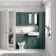 Monaco Midnight Green Combination Vanity Traditional Basin with Marble Top & Hudson Toilet with Wooden Seat 1200mm