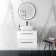Elba Gloss White Wall Hung Drawer Vanity with Marble Top & Curved Counter Top Basin 600mm - Black Accents