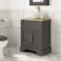 Lucia Graphite Grey Vanity with Oak Effect Top & Round Counter Top Basin 640mm - Brass Knurled Handles