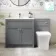 Milos Fog Grey Combination Vanity Basin and Houston Toilet 1300mm - Chrome Handles